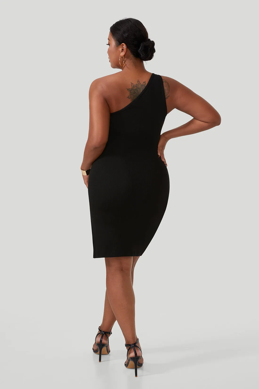 Threaded One Shoulder Mini Dress With Built-In Shapewear sold by MOOSLOVER product image thumbnail 2