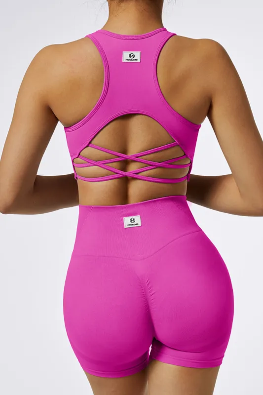 Solid Color Multi Straps Seamless Sport Bra sold by MOOSLOVER