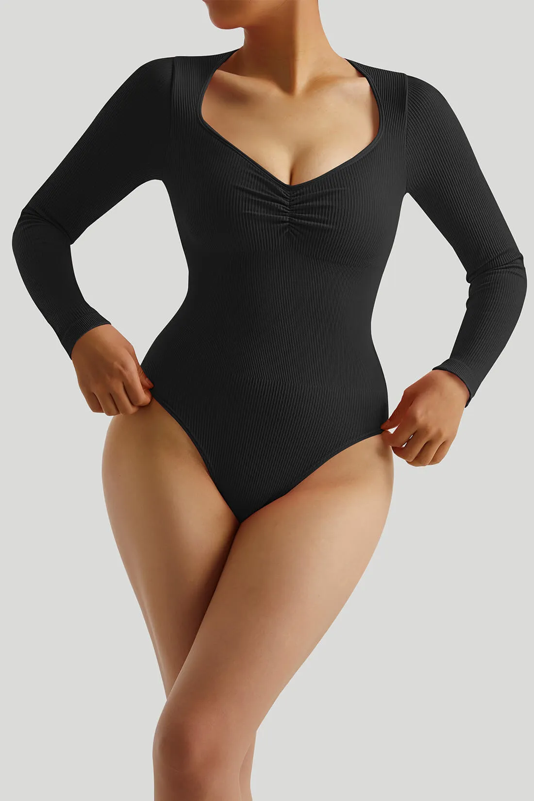 V-neck Long Sleeves Bodysuit sold by MOOSLOVER product image thumbnail 2