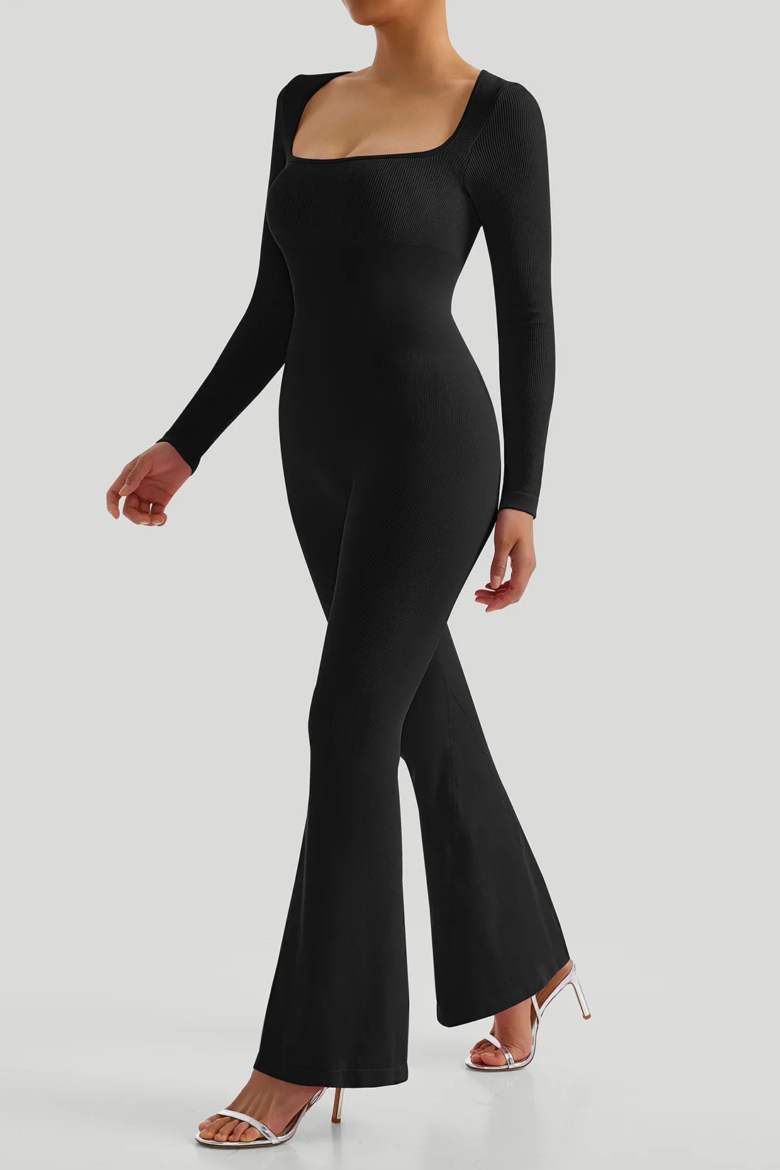 Tummy Control Flared Leg Jumpsuit sold by MOOSLOVER product image thumbnail 4