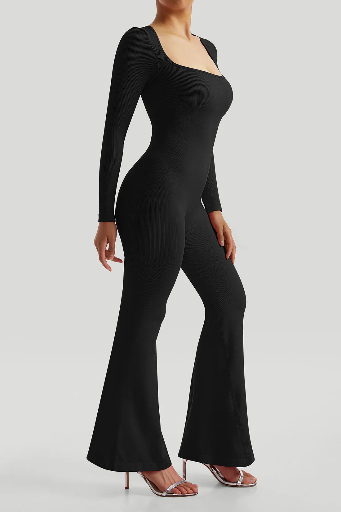 Tummy Control Flared Leg Jumpsuit sold by MOOSLOVER product image thumbnail 2
