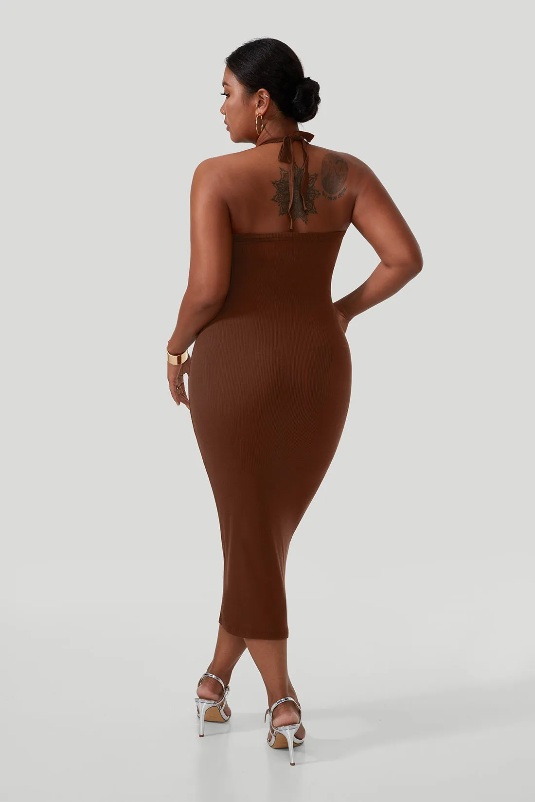 Backless Draped Neck Straps Dress With Built-in Shapewear sold by MOOSLOVER product image thumbnail 2