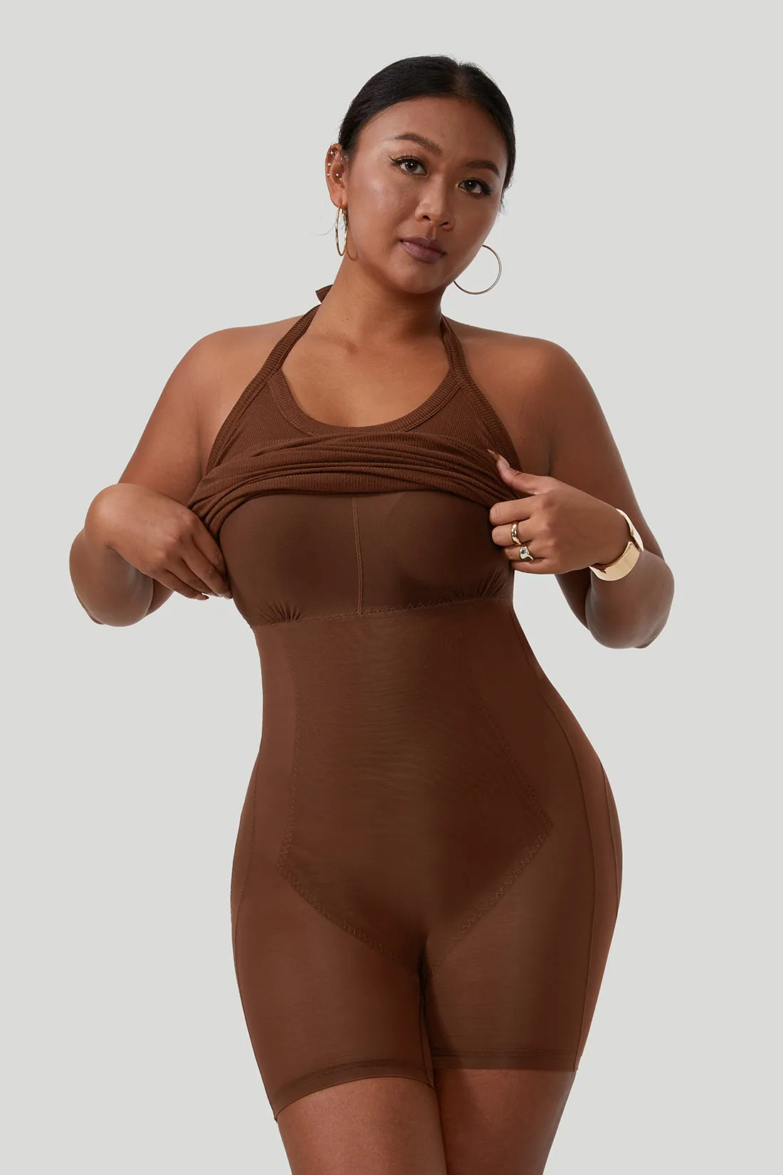 Backless Draped Neck Straps Dress With Built-in Shapewear sold by MOOSLOVER product image thumbnail 3