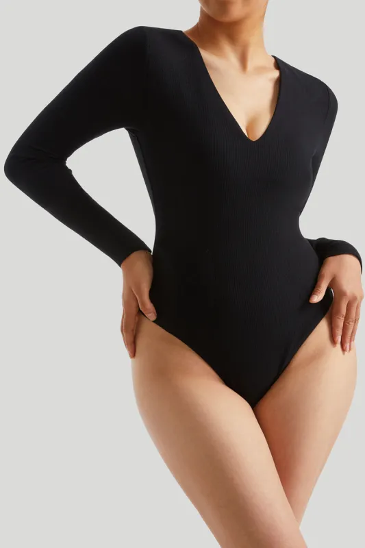 V Neck Tummy Control Slim Fit Bodysuit sold by MOOSLOVER