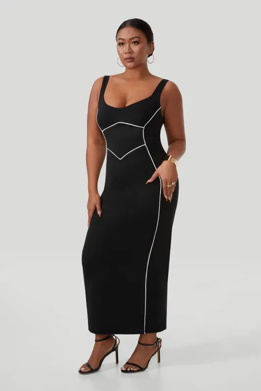 Clashing Colors Maxi Dress With Built-in Shapewear sold by MOOSLOVER