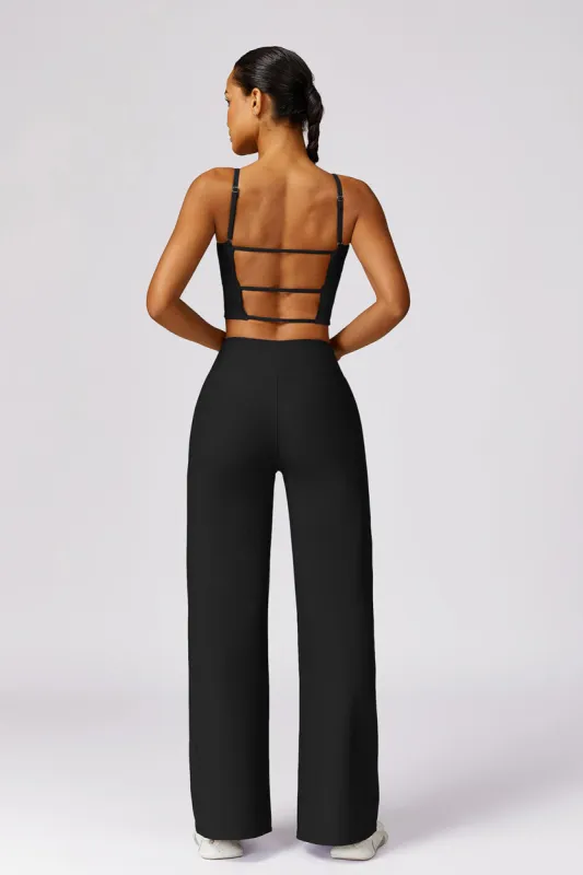 Spaghetti Strap Backless Flared Leg Set sold by MOOSLOVER