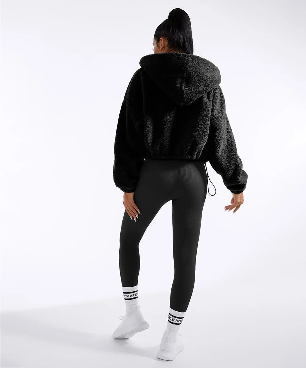 2Pcs Zip Up Teddy Jacket Match Ribbed Long Sleeve Jumpsuit sold by MOOSLOVER product image thumbnail 3