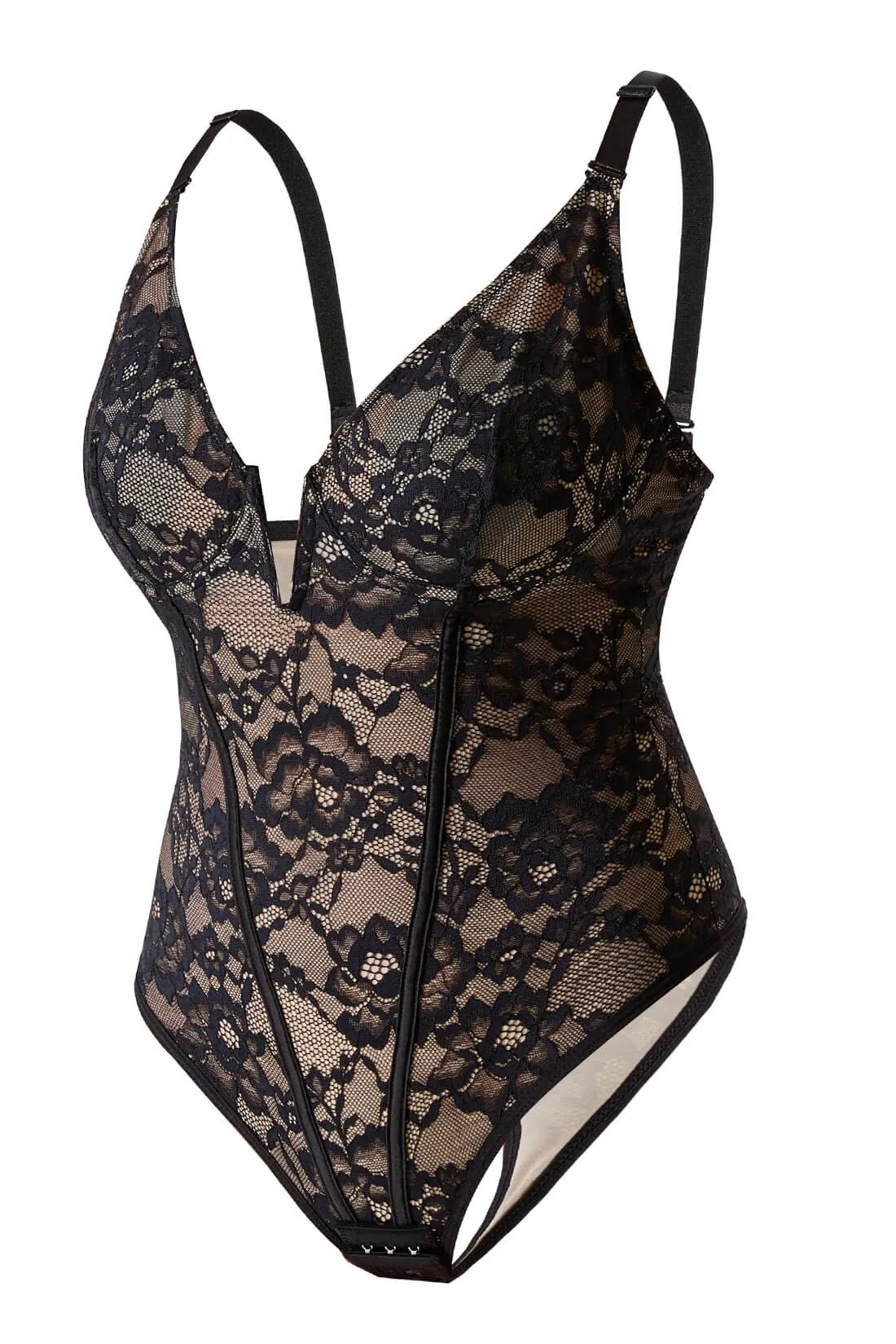Lace Deep-V Neck Bodysuit sold by MOOSLOVER product image thumbnail 4