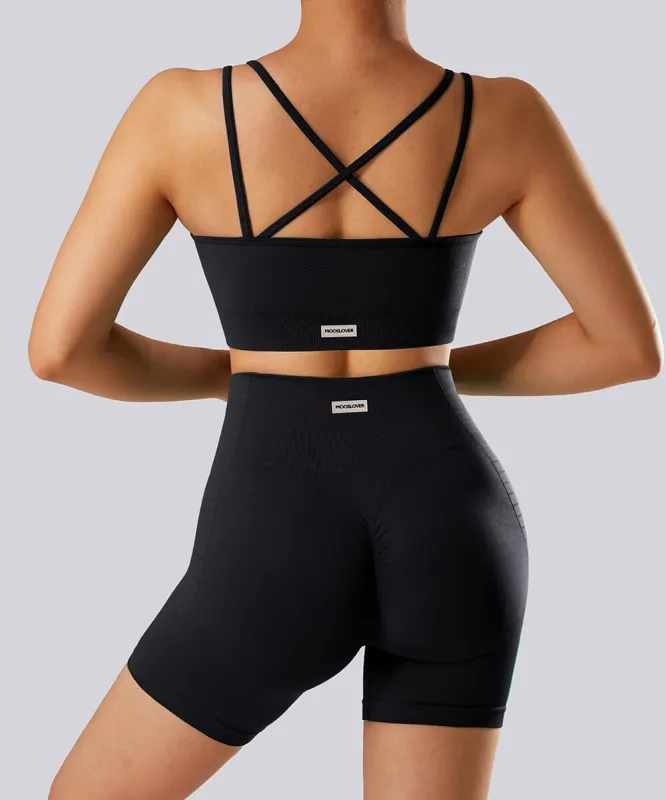 Solid Color Back Cross Seamless Sport Bra sold by MOOSLOVER