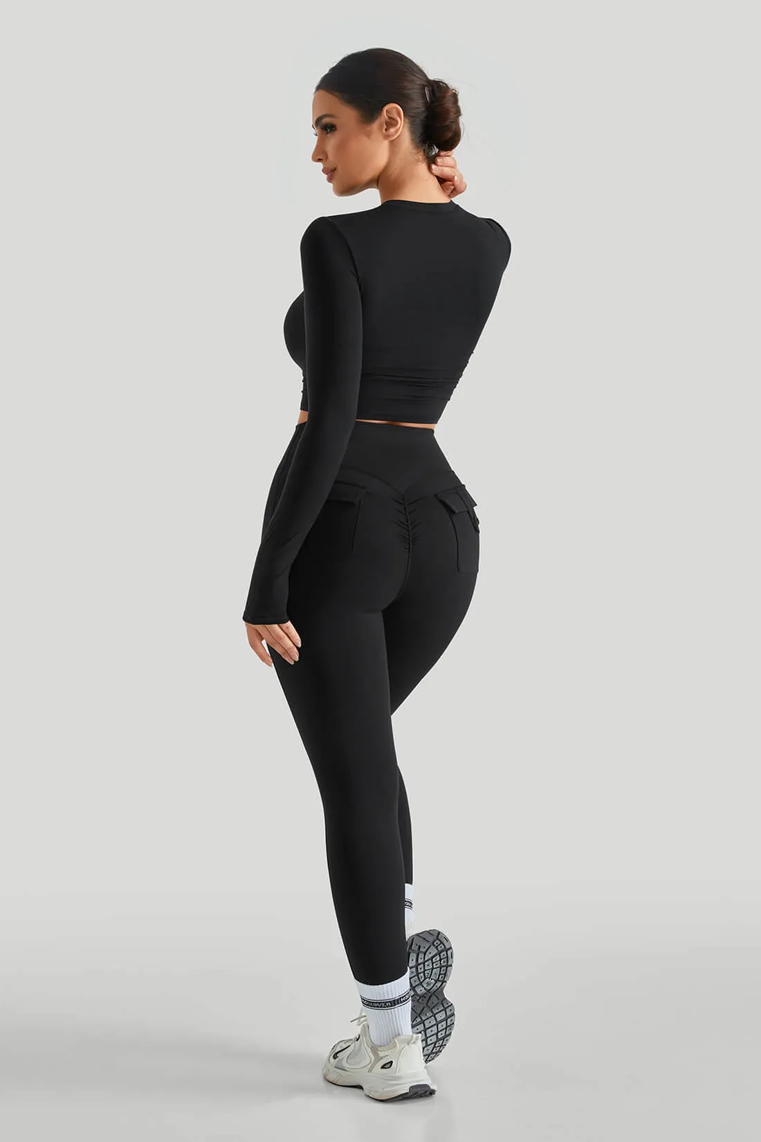 Round Neck Top Match High Waisted Leggings With Pockets sold by MOOSLOVER product image thumbnail 3