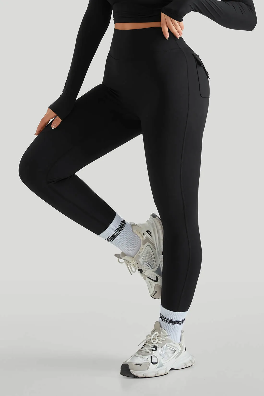 Round Neck Top Match High Waisted Leggings With Pockets sold by MOOSLOVER product image thumbnail 4