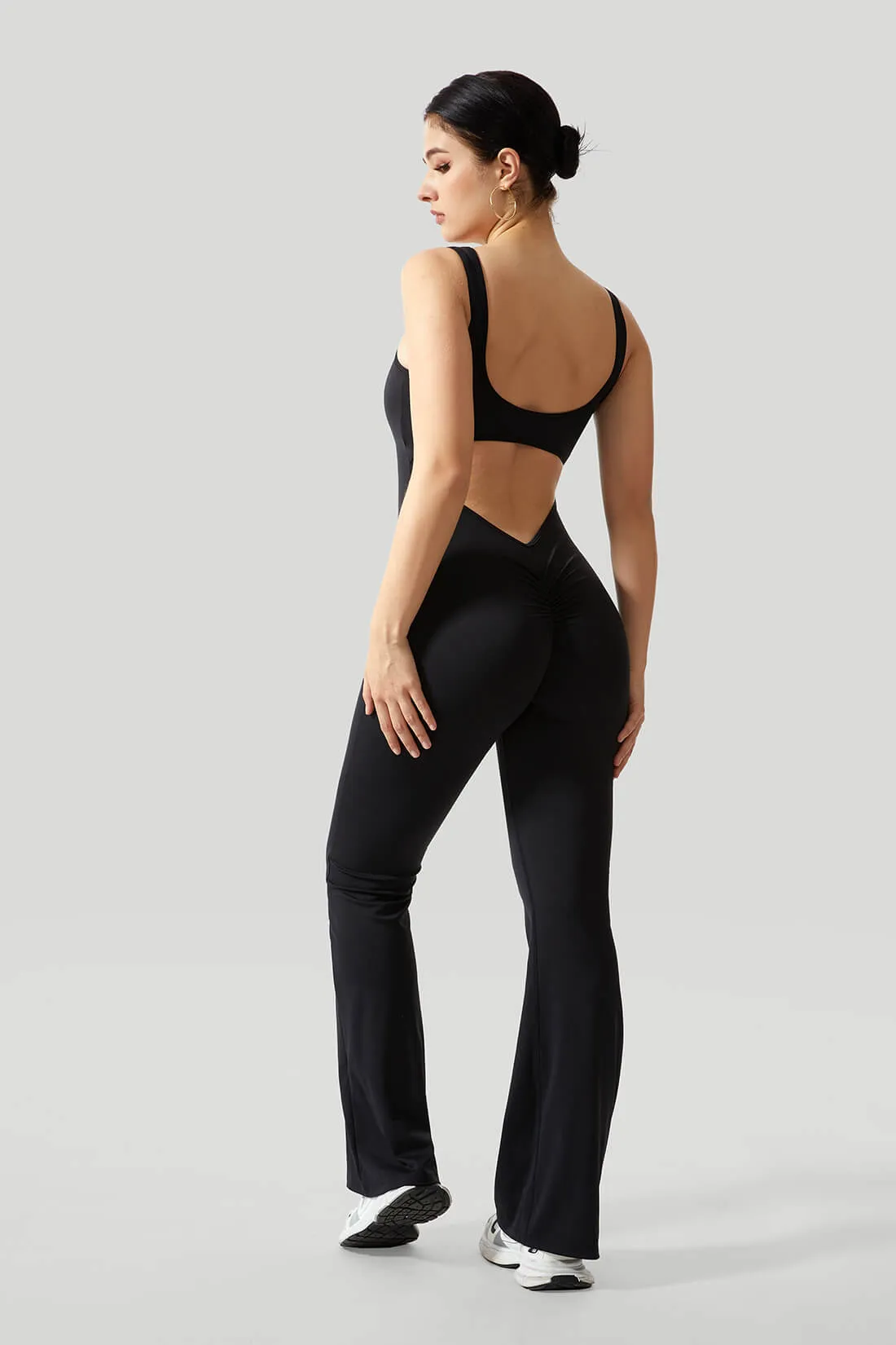 V-Back Butt Lift Flared Leg Jumpsuit sold by MOOSLOVER