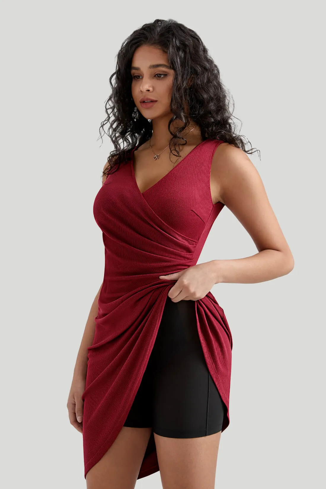 Wrap Style Bodycon Dress With Built In Shapewear sold by MOOSLOVER product image thumbnail 5