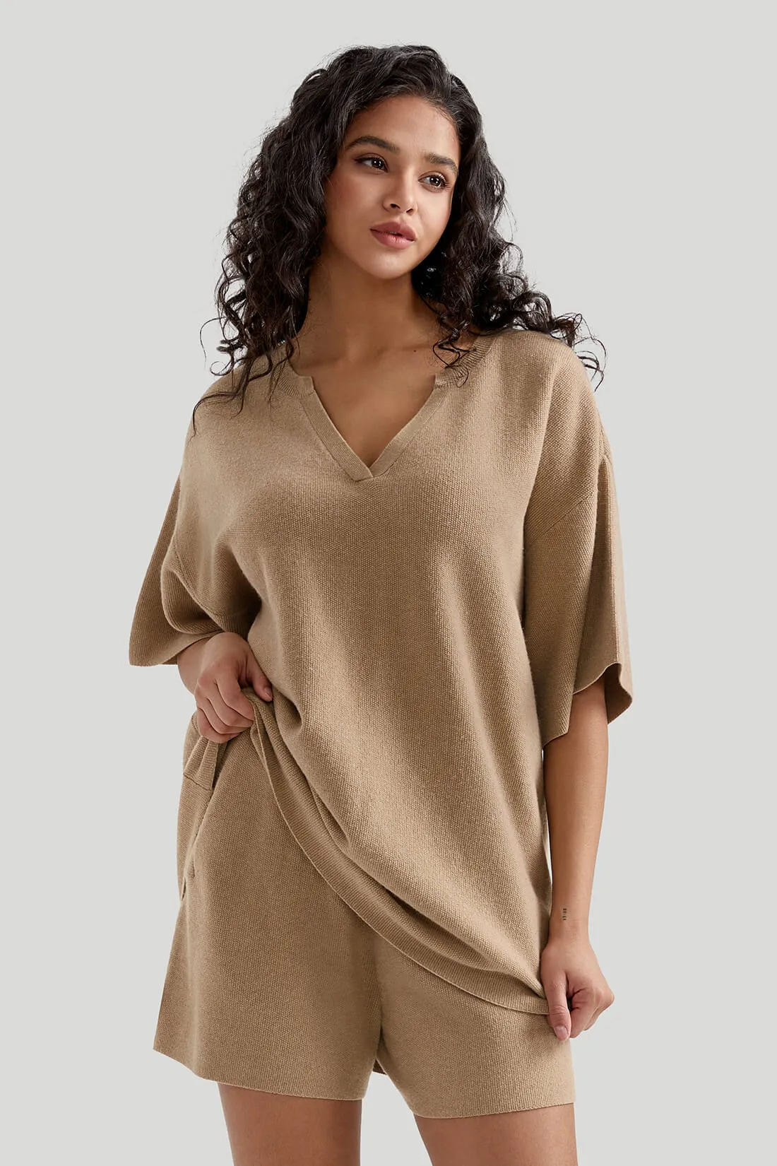 Oversized V-neck Loungewear Set sold by MOOSLOVER product image thumbnail 3