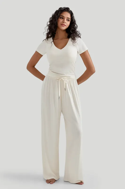 V-neck Casual Set With Flare Pants sold by MOOSLOVER