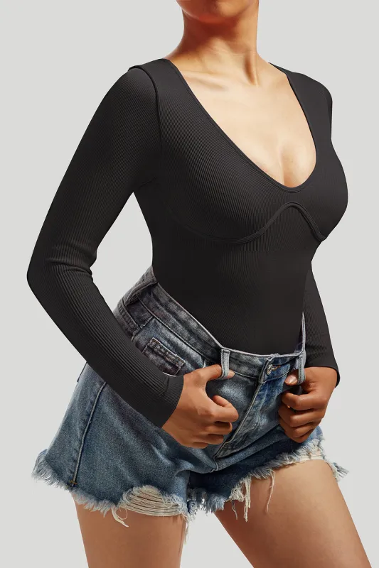 V Neck Long Sleeves Bodysuit sold by MOOSLOVER
