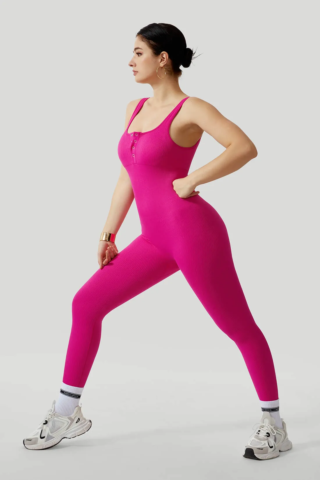 Thread Press Button Tummy Control Jumpsuit sold by MOOSLOVER product image thumbnail 4