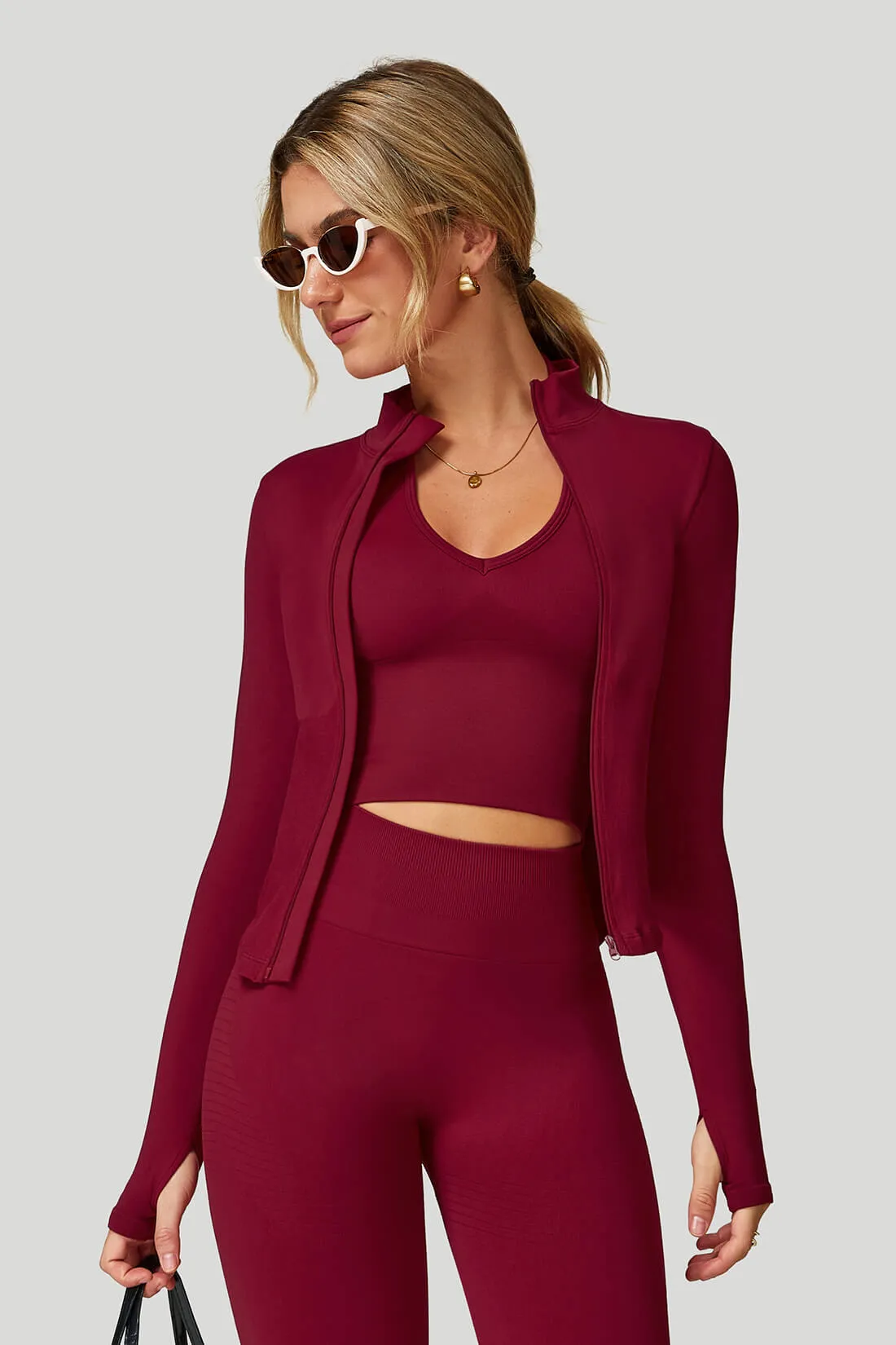 Quick Dry Long‑Sleeve Yoga Jacket with Zipper sold by MOOSLOVER