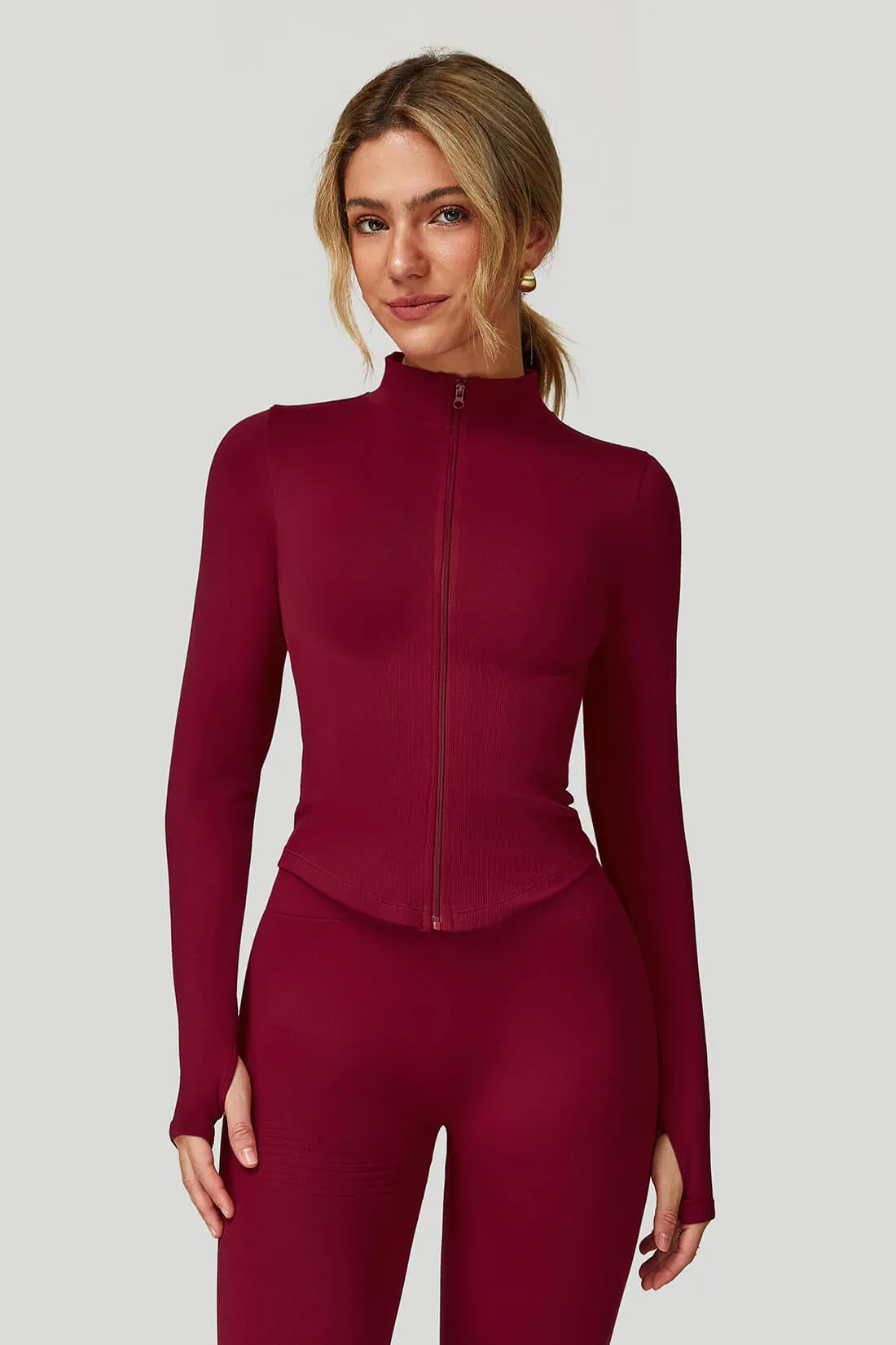 Quick Dry Long‑Sleeve Yoga Jacket with Zipper sold by MOOSLOVER product image thumbnail 2