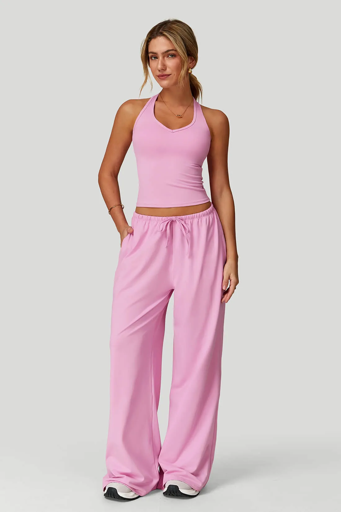 Backless V‑Neck Tank Match Flowing Wide-Leg Pants sold by MOOSLOVER product image thumbnail 2