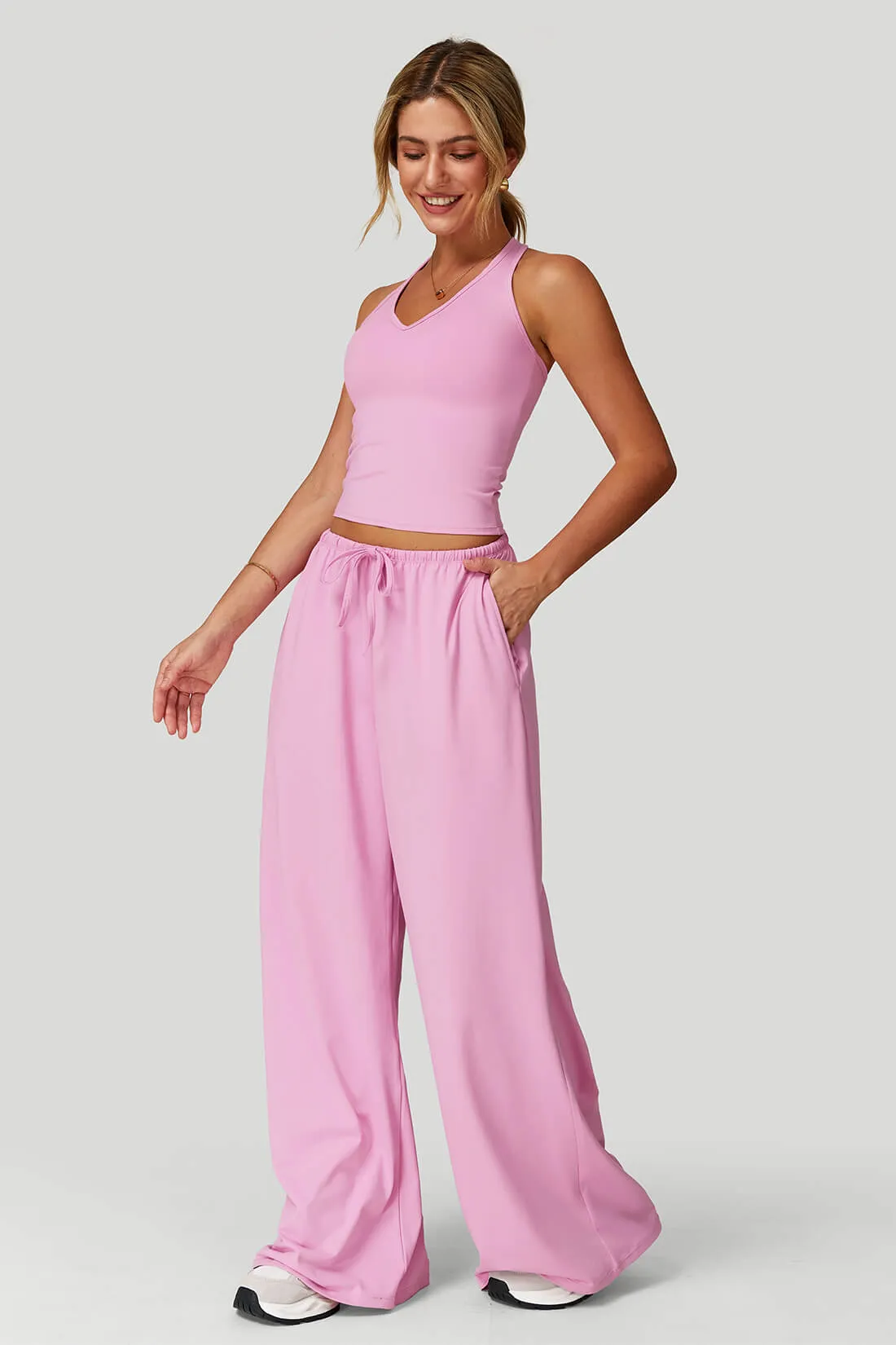 Backless V‑Neck Tank Match Flowing Wide-Leg Pants sold by MOOSLOVER
