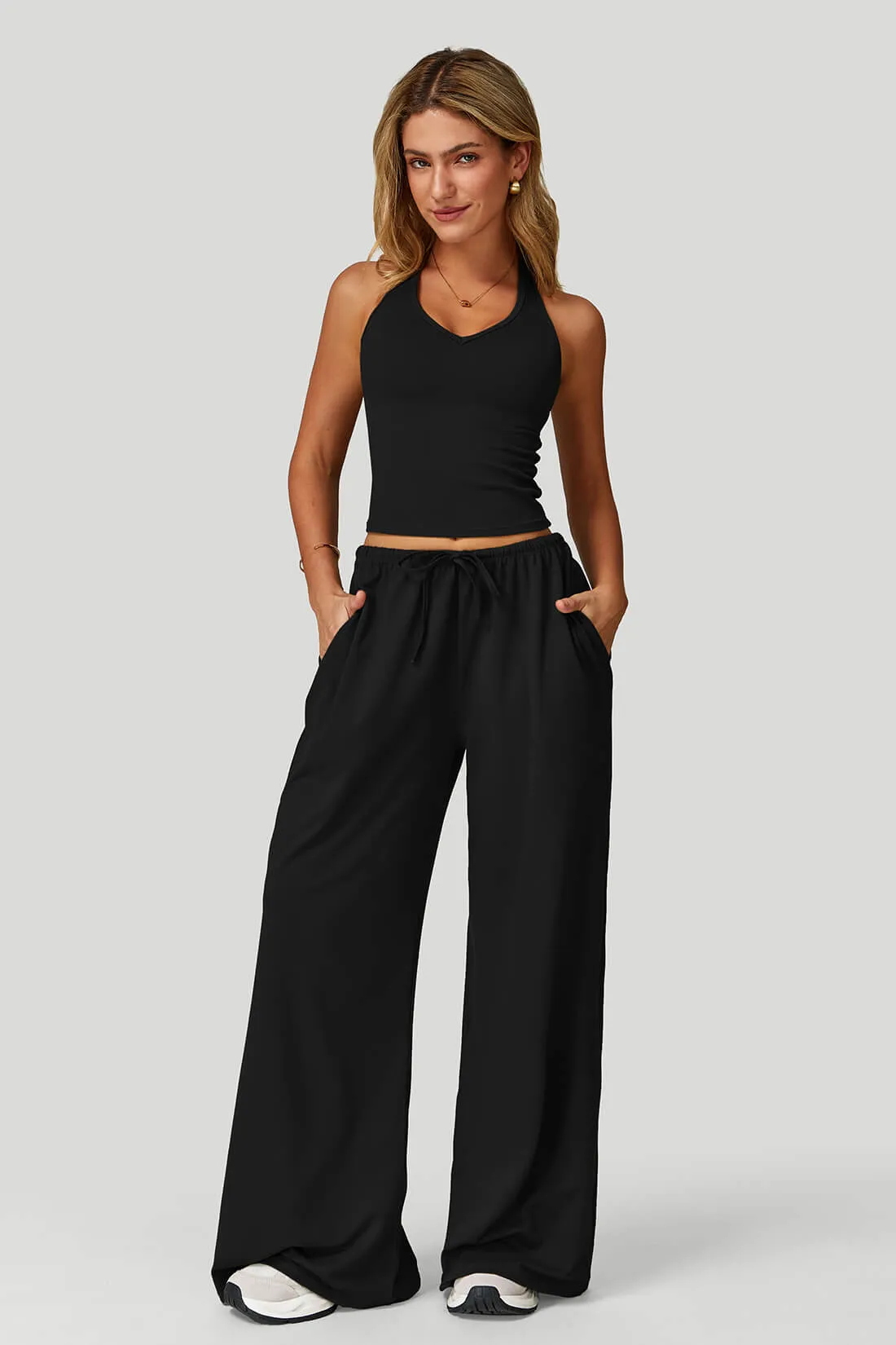 Backless V‑Neck Tank Match Flowing Wide-Leg Pants sold by MOOSLOVER product image thumbnail 4