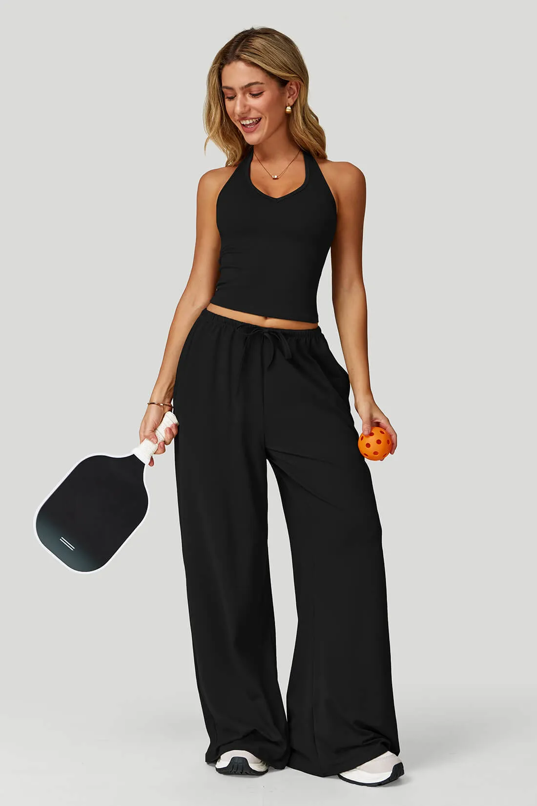 Backless V‑Neck Tank Match Flowing Wide-Leg Pants sold by MOOSLOVER product image thumbnail 5