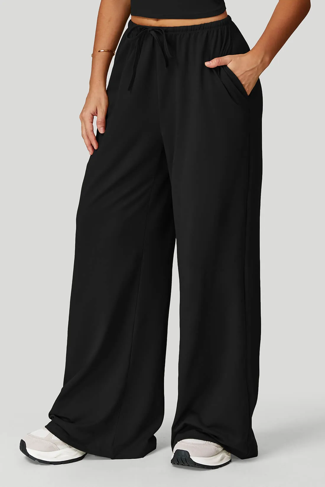 High-Waist Drawstring Wide-Leg Lounge Pants sold by MOOSLOVER product image thumbnail 5
