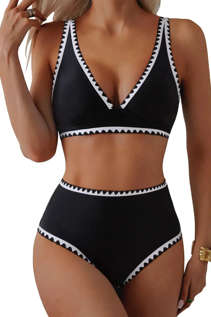 Whip Stitch Plunging Bikini Sets sold by MOOSLOVER