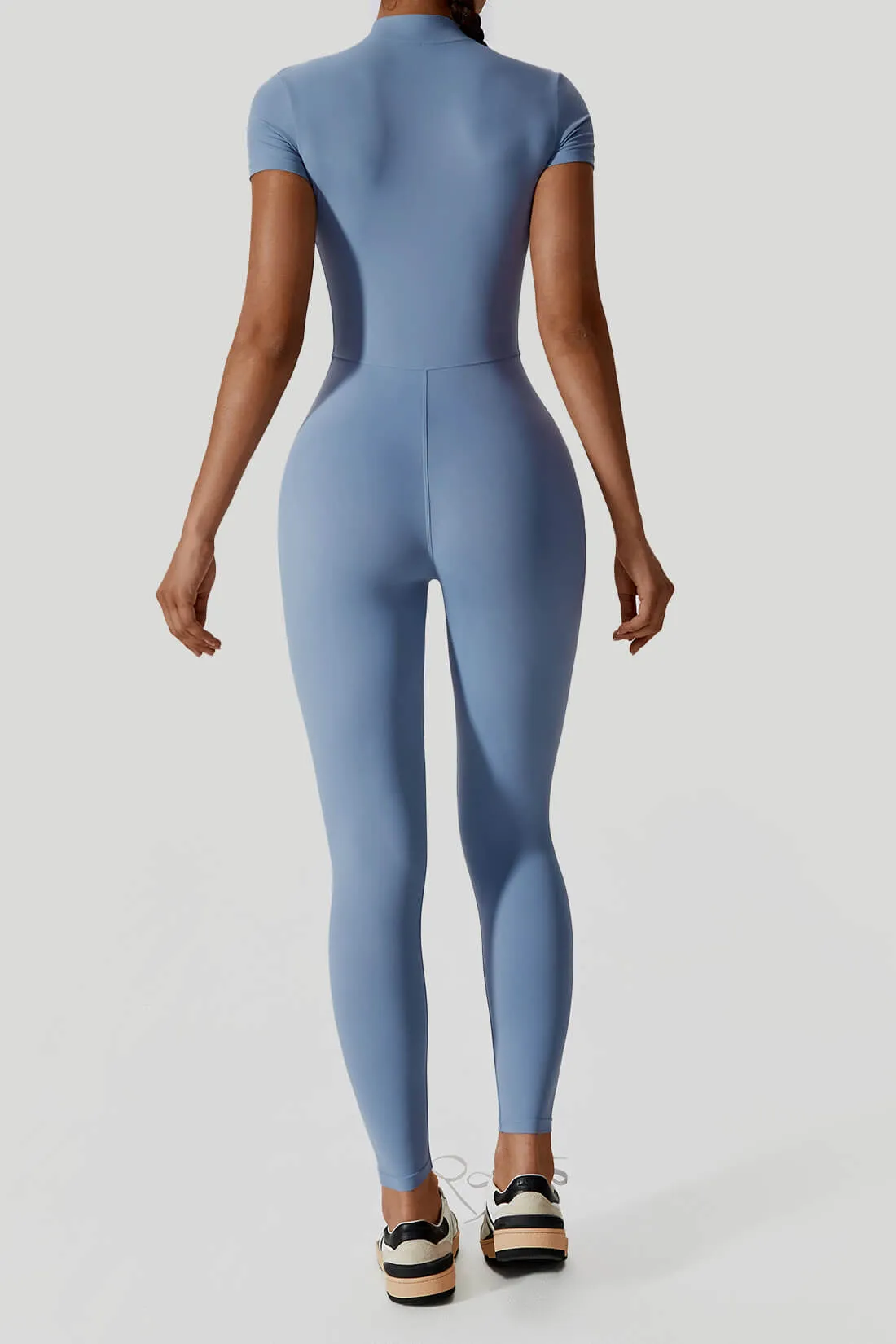 Zip-Up Short Sleeve Yoga Jumpsuit sold by MOOSLOVER product image thumbnail 3