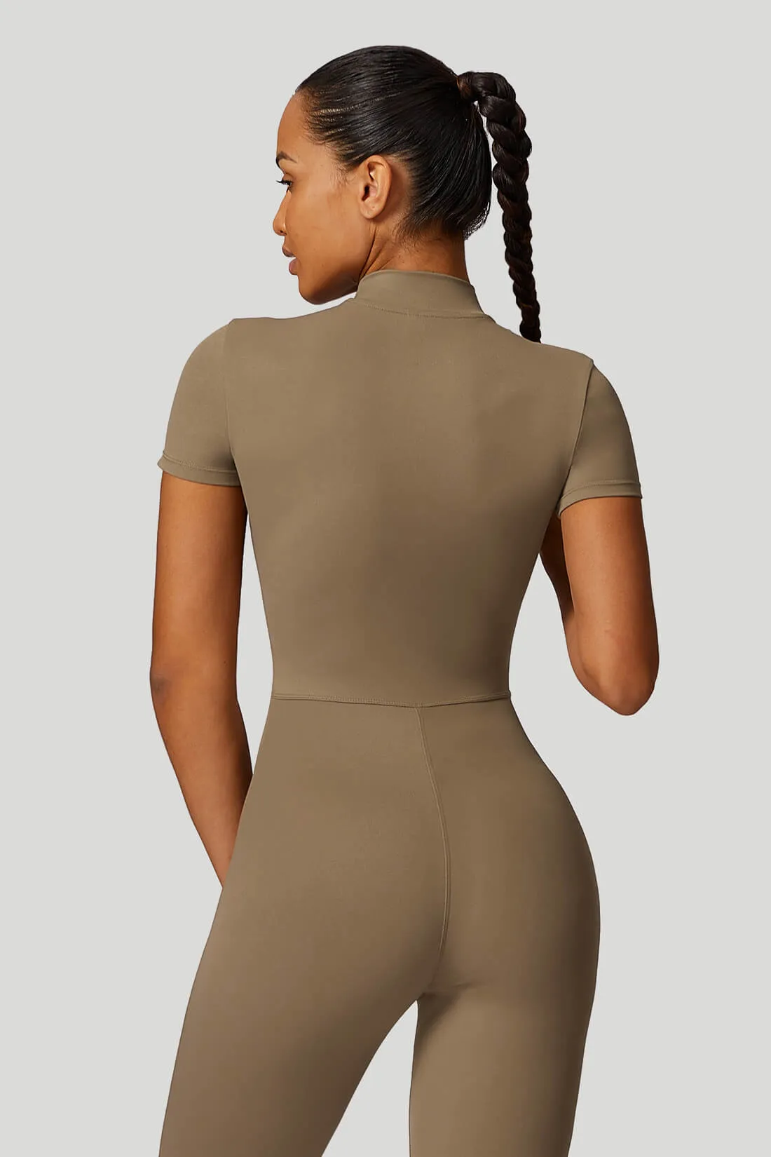 Zip-Up Short Sleeve Yoga Jumpsuit sold by MOOSLOVER product image thumbnail 5