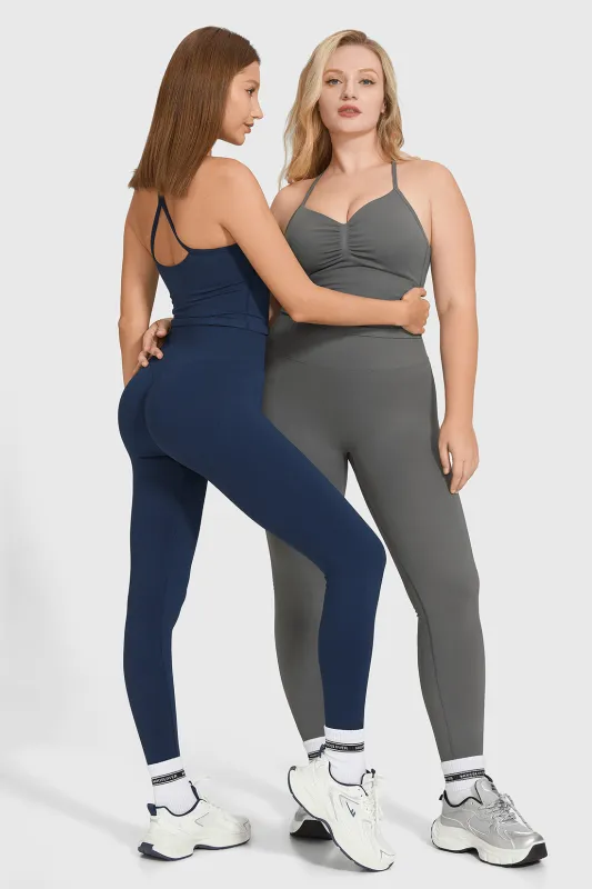 2PCs Ruched Front Top Match High Waist Leggings Set sold by MOOSLOVER