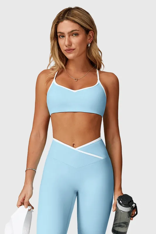 Colorblock Trim Cross-Back Sports Bra sold by MOOSLOVER