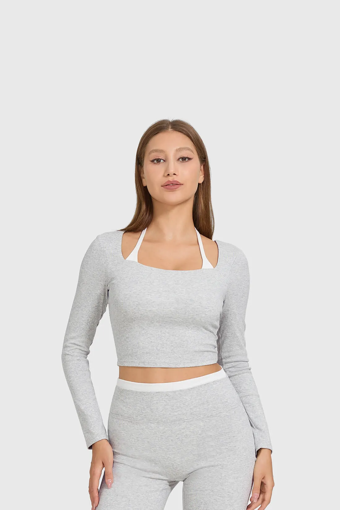 Color Block Square-Neck Fitted Top sold by MOOSLOVER product image thumbnail 2