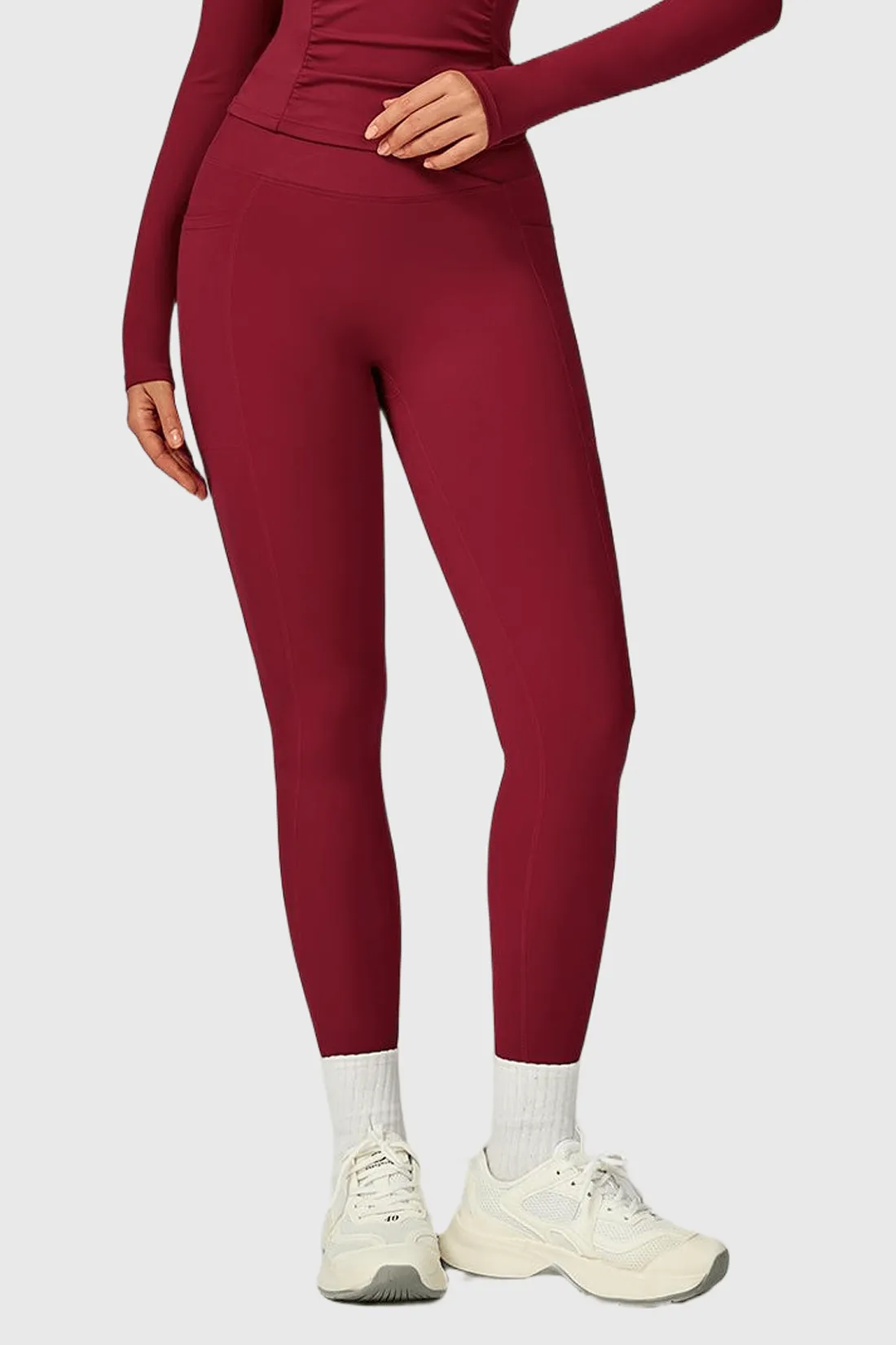 High Waist Crossover Yoga Leggings with Side Pockets sold by MOOSLOVER product image thumbnail 4