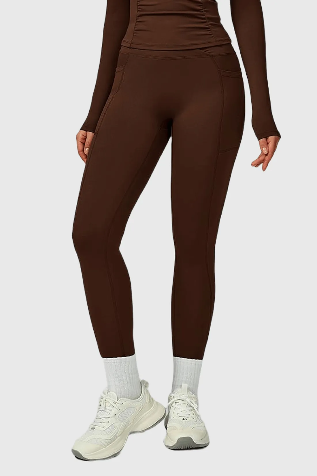 High Waist Crossover Yoga Leggings with Side Pockets sold by MOOSLOVER