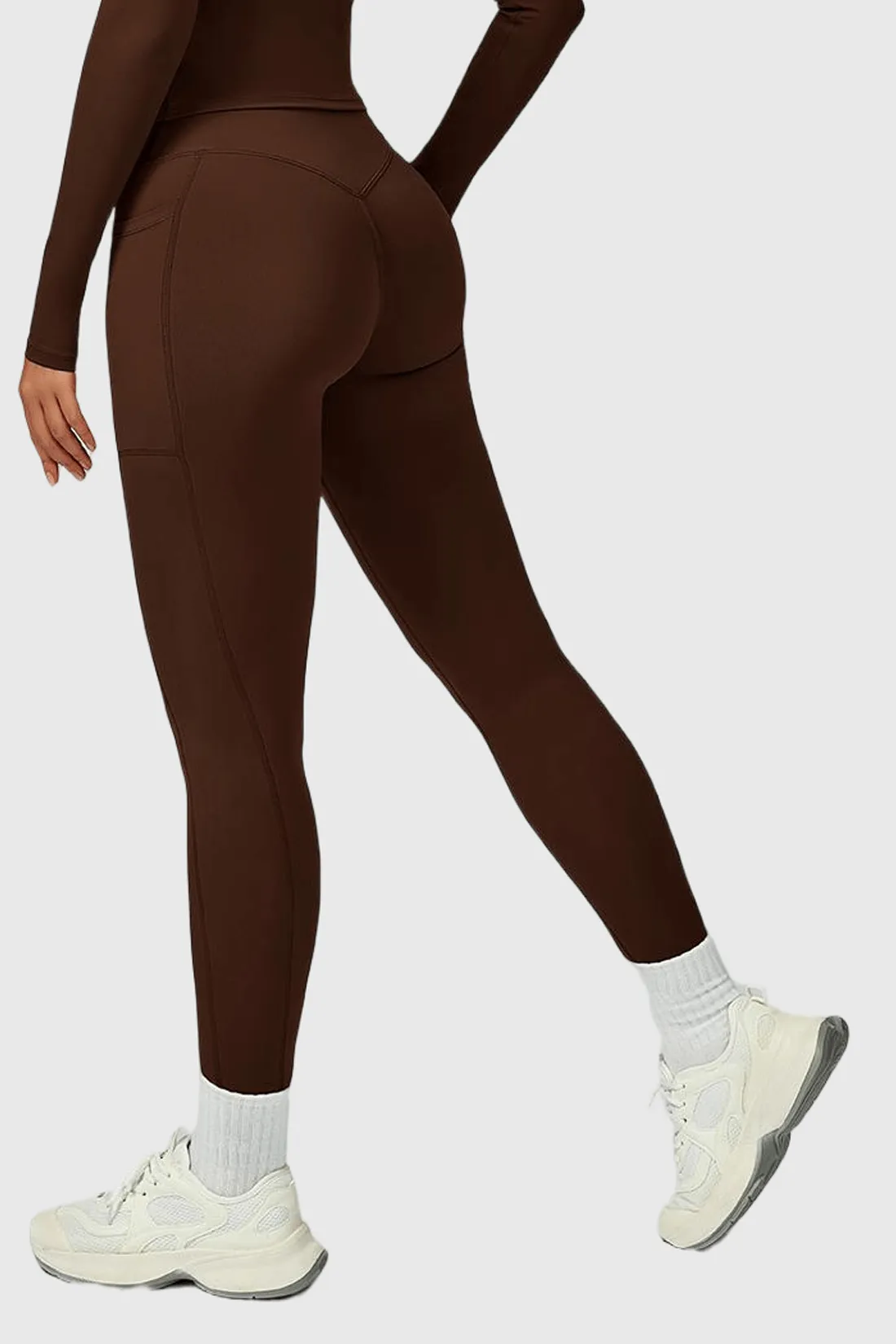 High Waist Crossover Yoga Leggings with Side Pockets sold by MOOSLOVER product image thumbnail 2