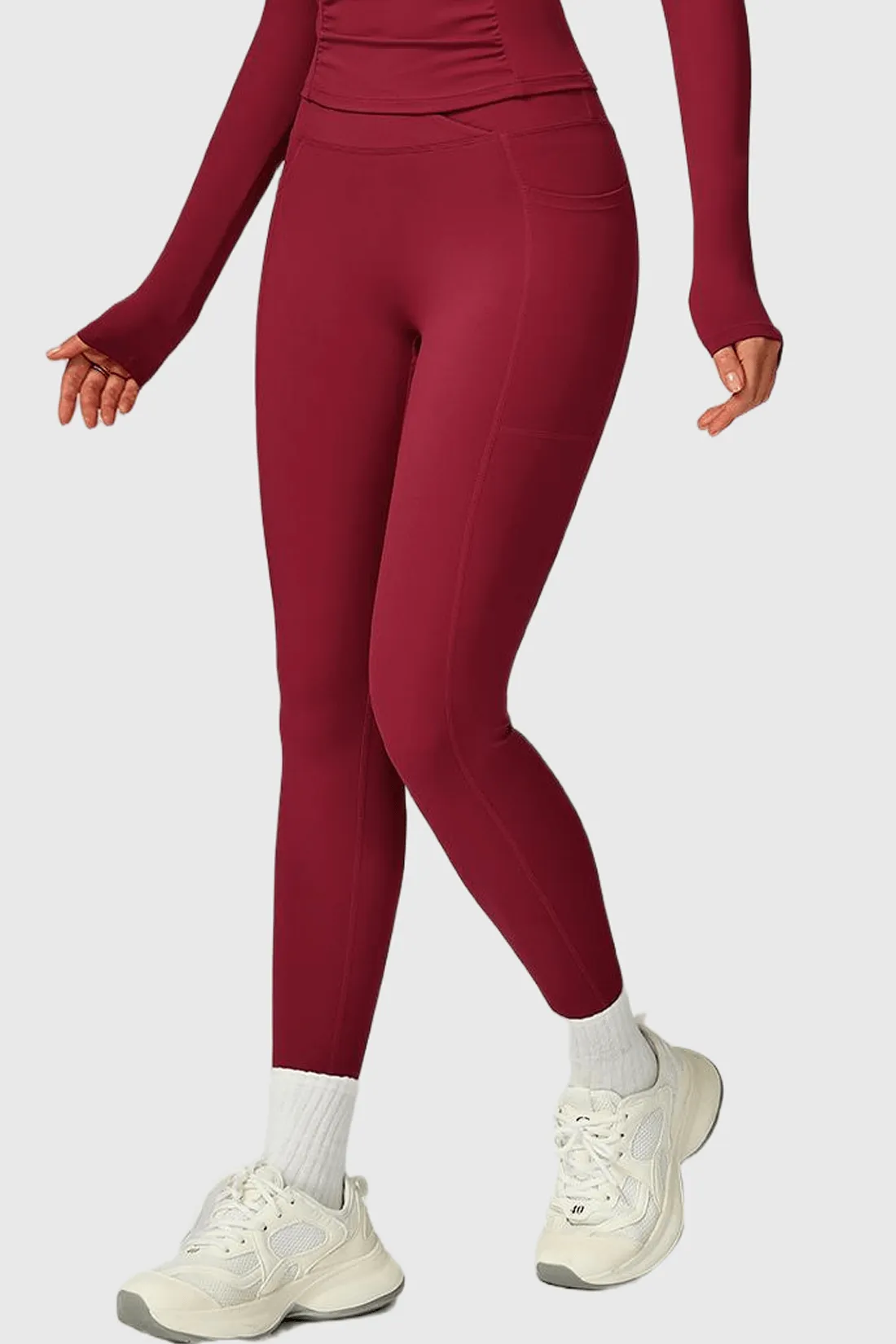 High Waist Crossover Yoga Leggings with Side Pockets sold by MOOSLOVER product image thumbnail 5