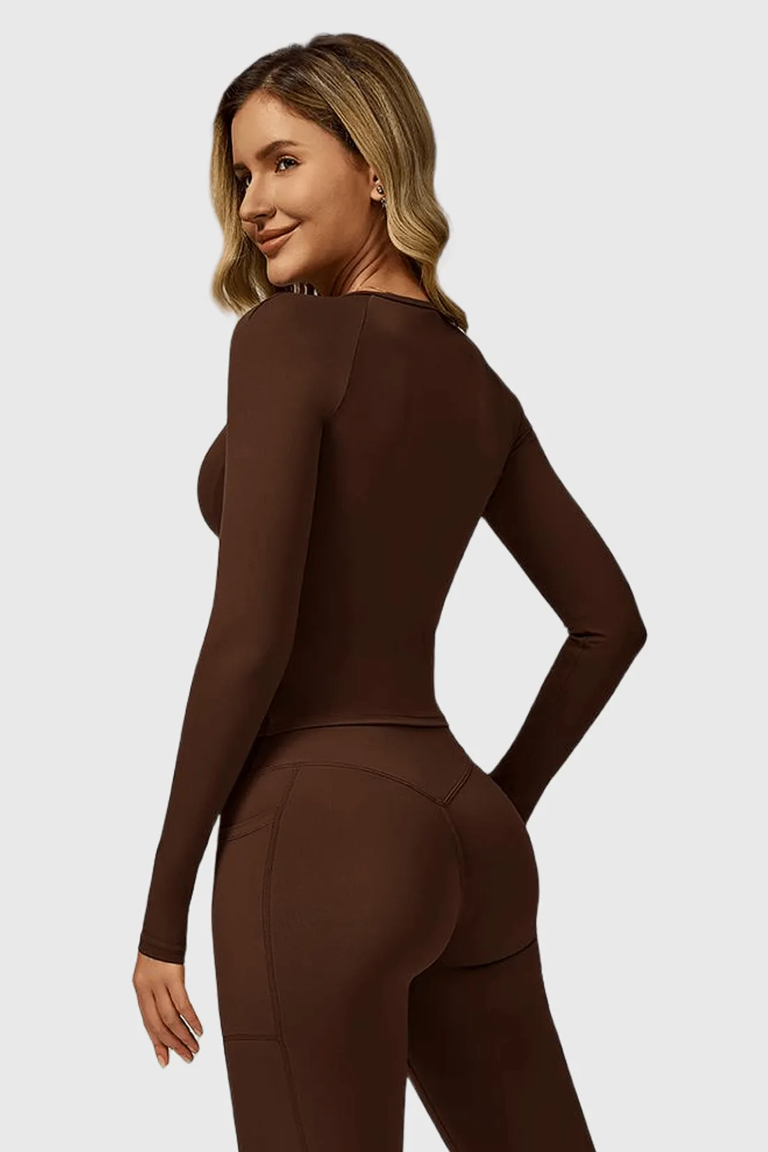 Round Neck Long Sleeve Yoga Top sold by MOOSLOVER