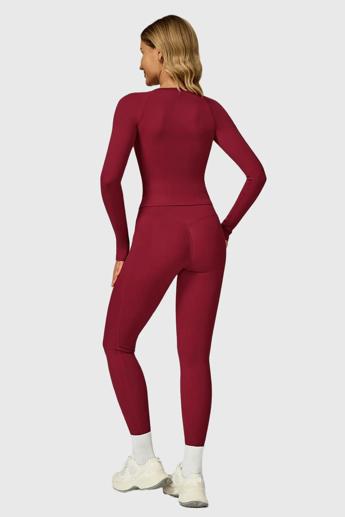 2PCS Round Neck Long Sleeve Top Match High Waist Leggings sold by MOOSLOVER product image thumbnail 5