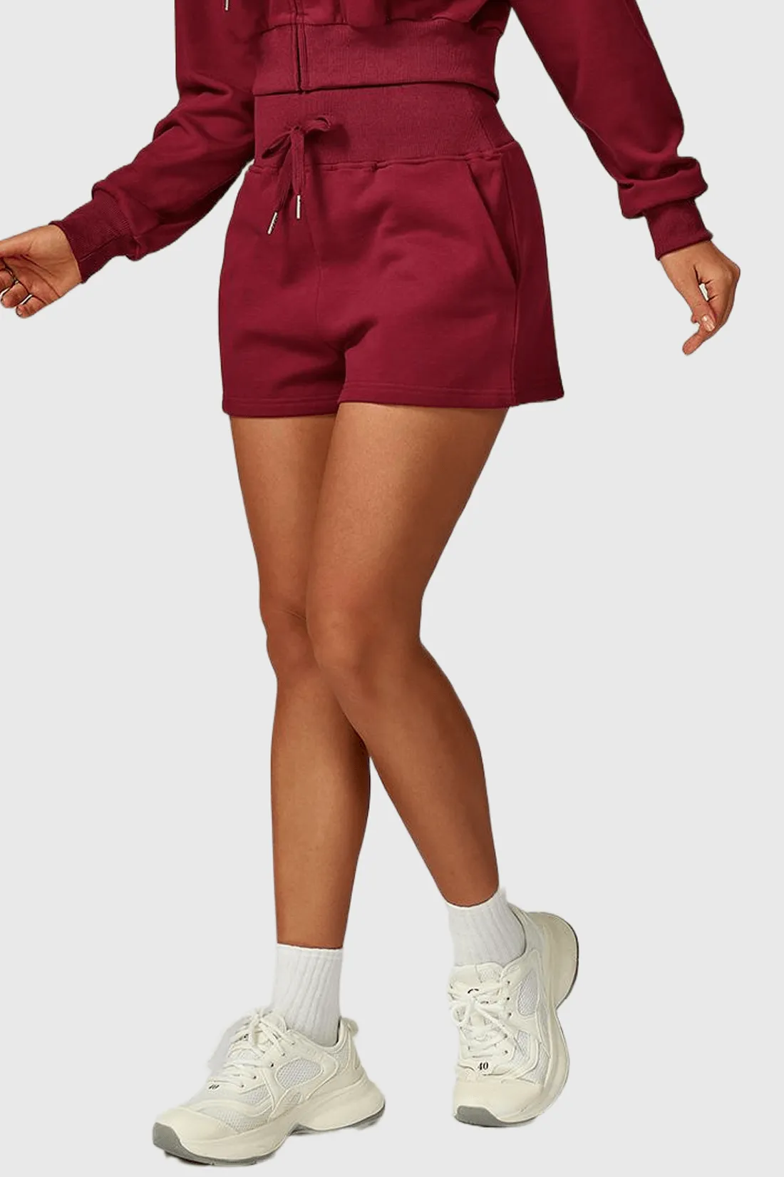 High Waist Drawstring Sweat Shorts with Pockets sold by MOOSLOVER product image thumbnail 2