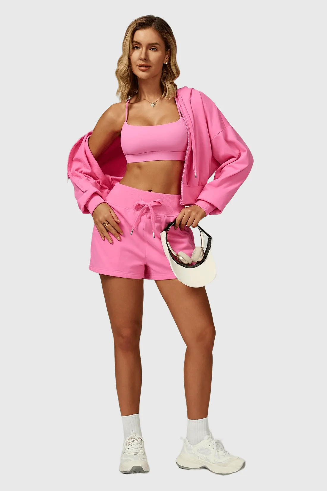 2PCS Zip UP Tracksuit Match Sweat Shorts sold by MOOSLOVER product image thumbnail 5