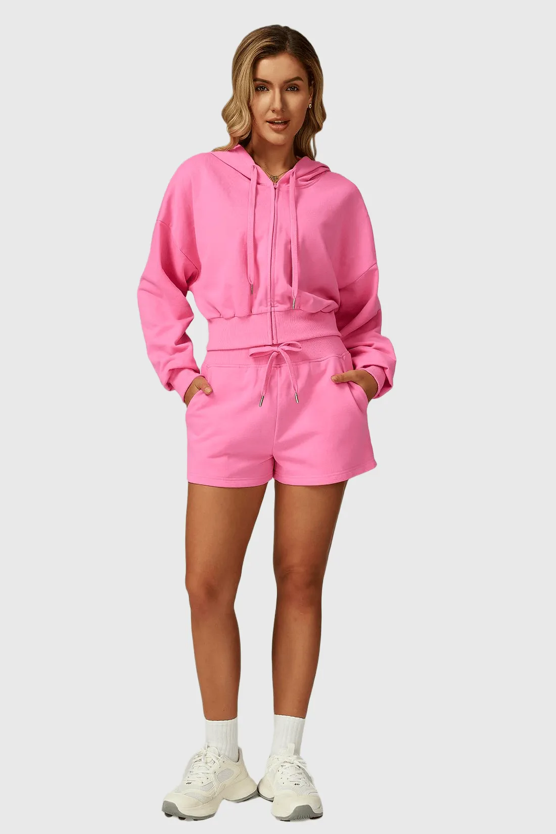 2PCS Zip UP Tracksuit Match Sweat Shorts sold by MOOSLOVER product image thumbnail 4