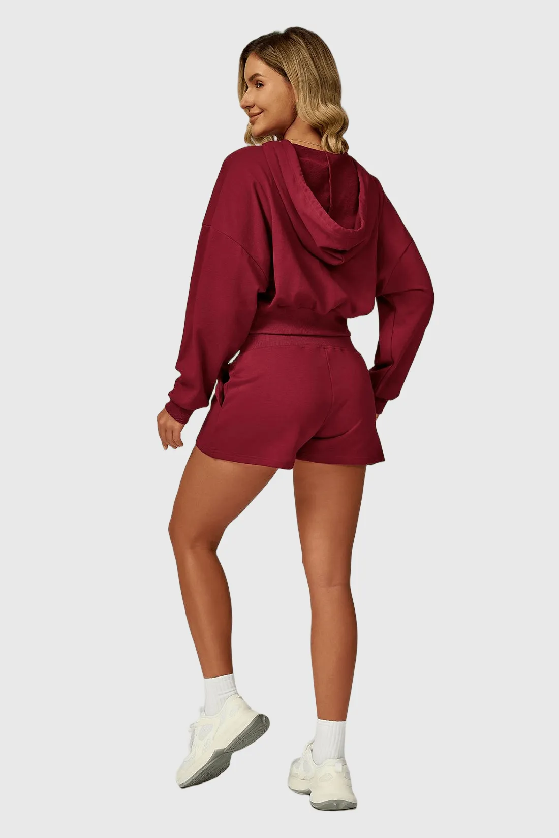 2PCS Zip UP Tracksuit Match Sweat Shorts sold by MOOSLOVER product image thumbnail 3