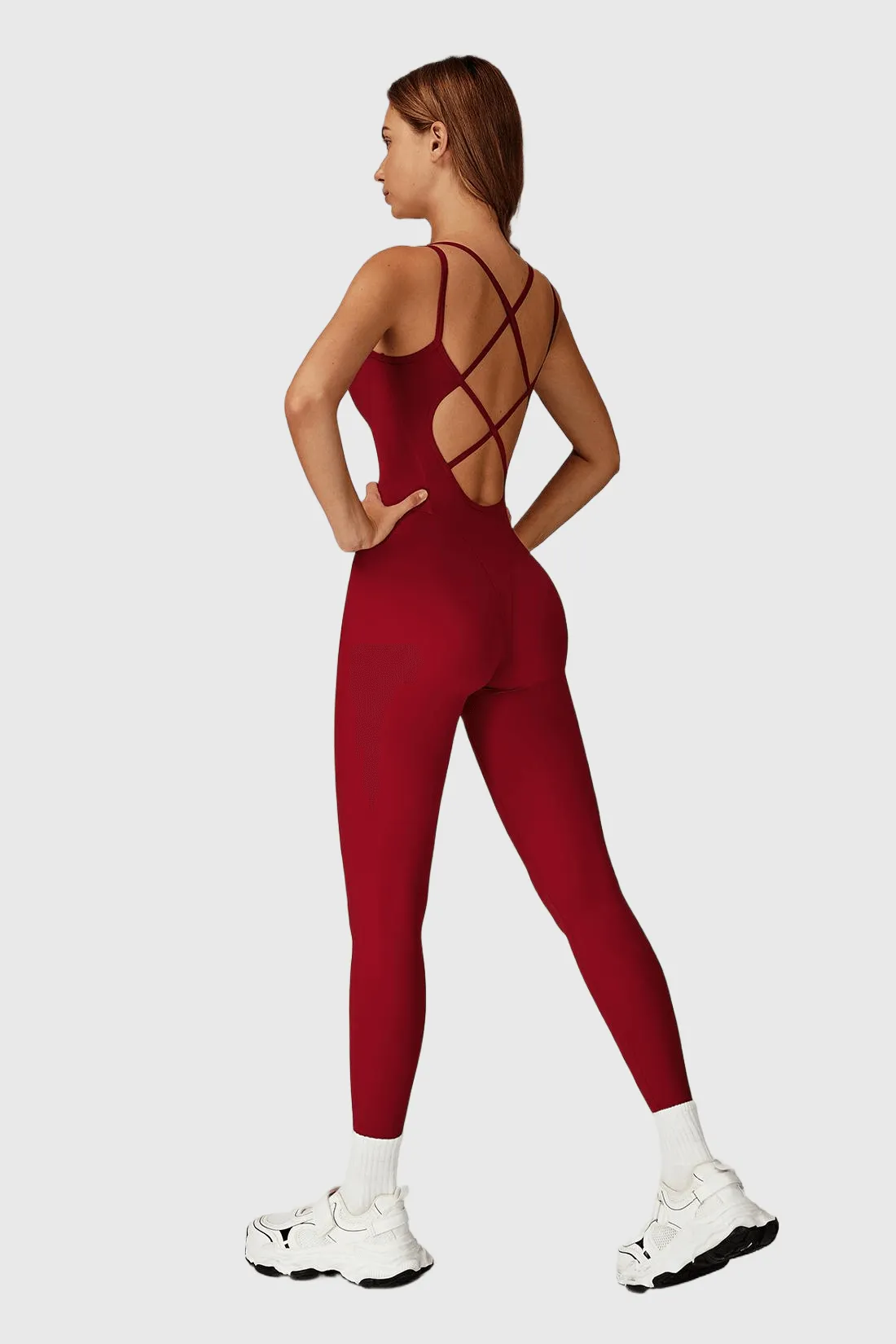 Cross-Back Slim Fit Yoga Jumpsuit sold by MOOSLOVER product image thumbnail 3