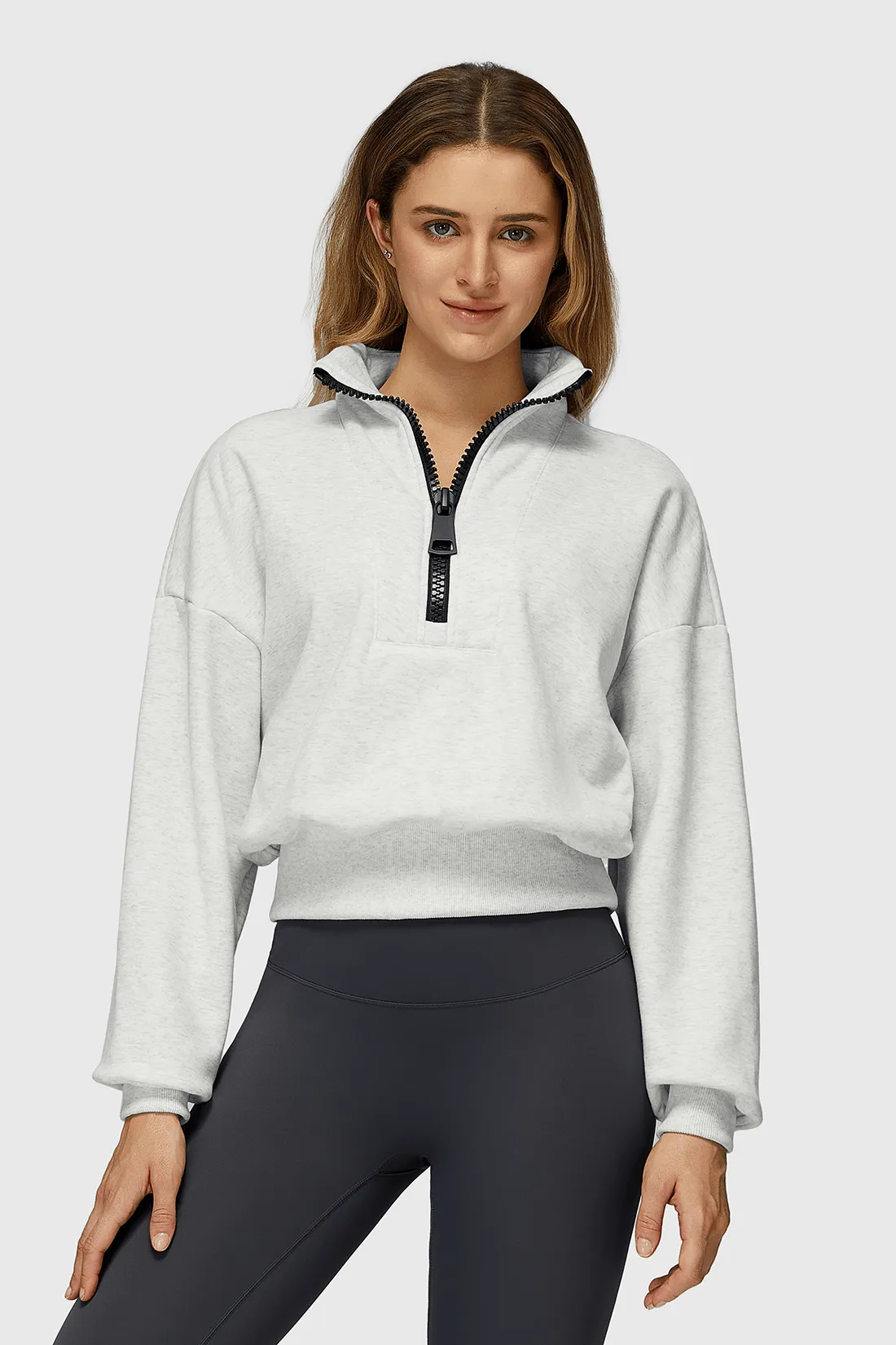 Fleece Half-Zip High Neck Sweatshirt sold by MOOSLOVER product image thumbnail 4