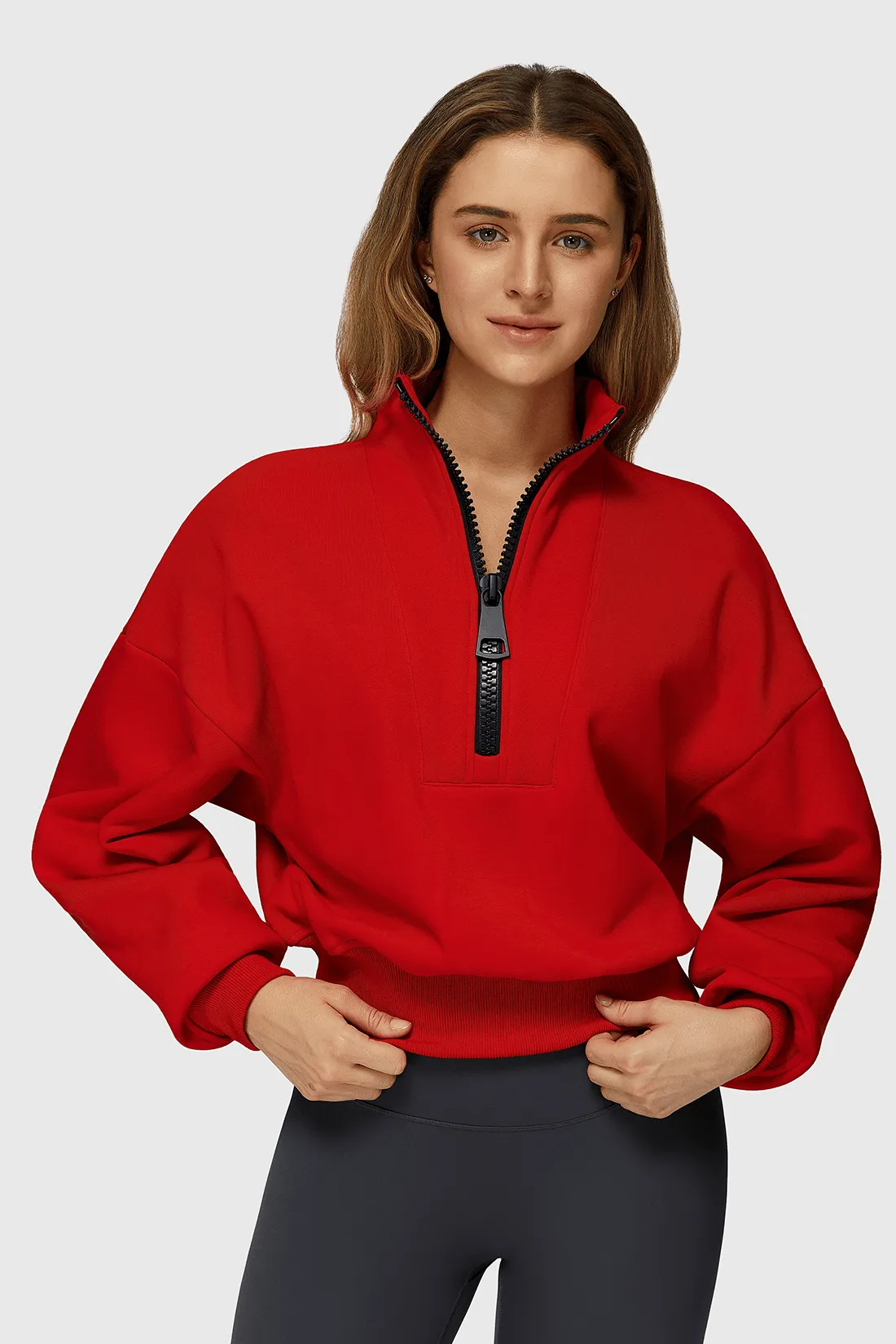 Fleece Half-Zip High Neck Sweatshirt sold by MOOSLOVER