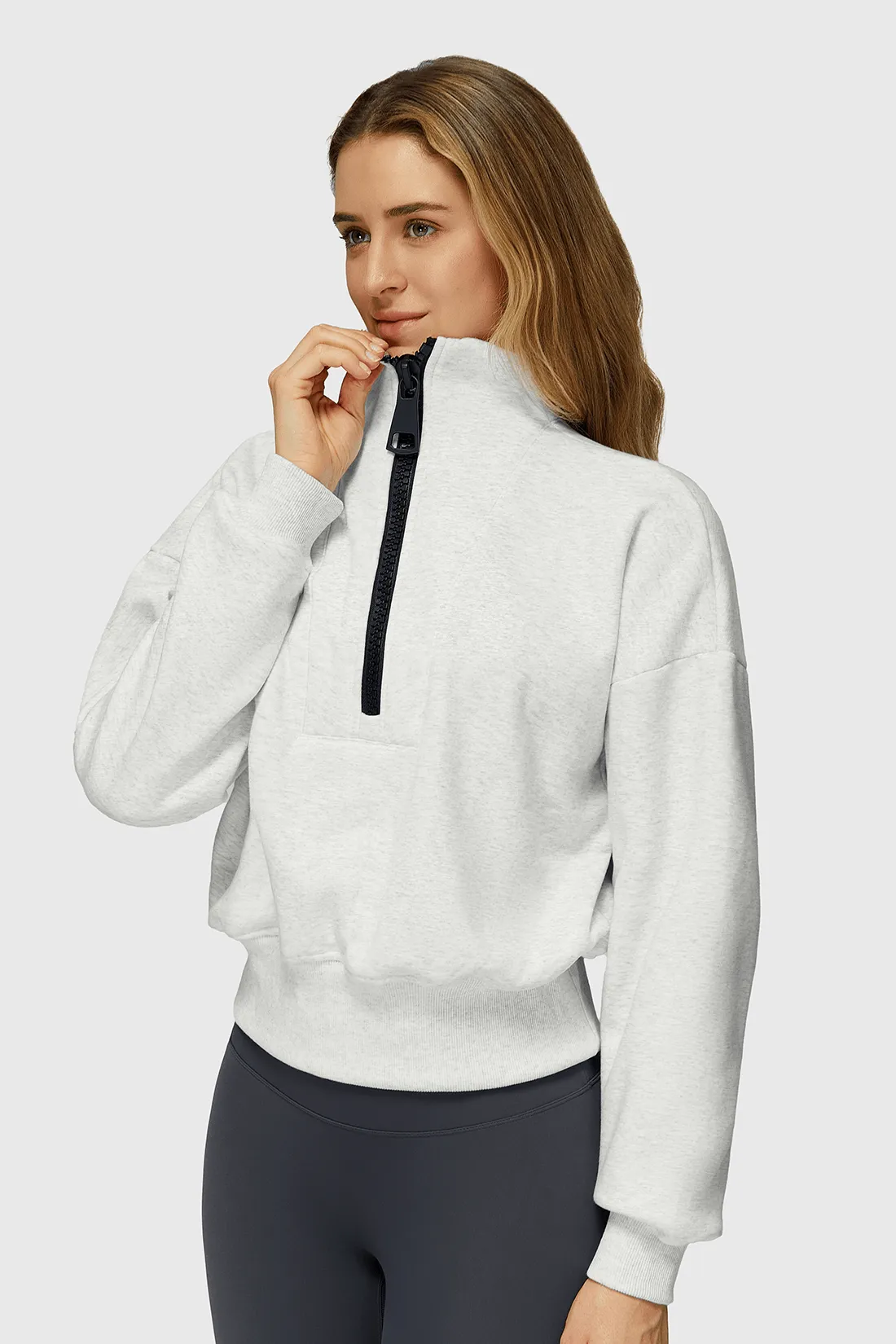 Fleece Half-Zip High Neck Sweatshirt sold by MOOSLOVER product image thumbnail 5