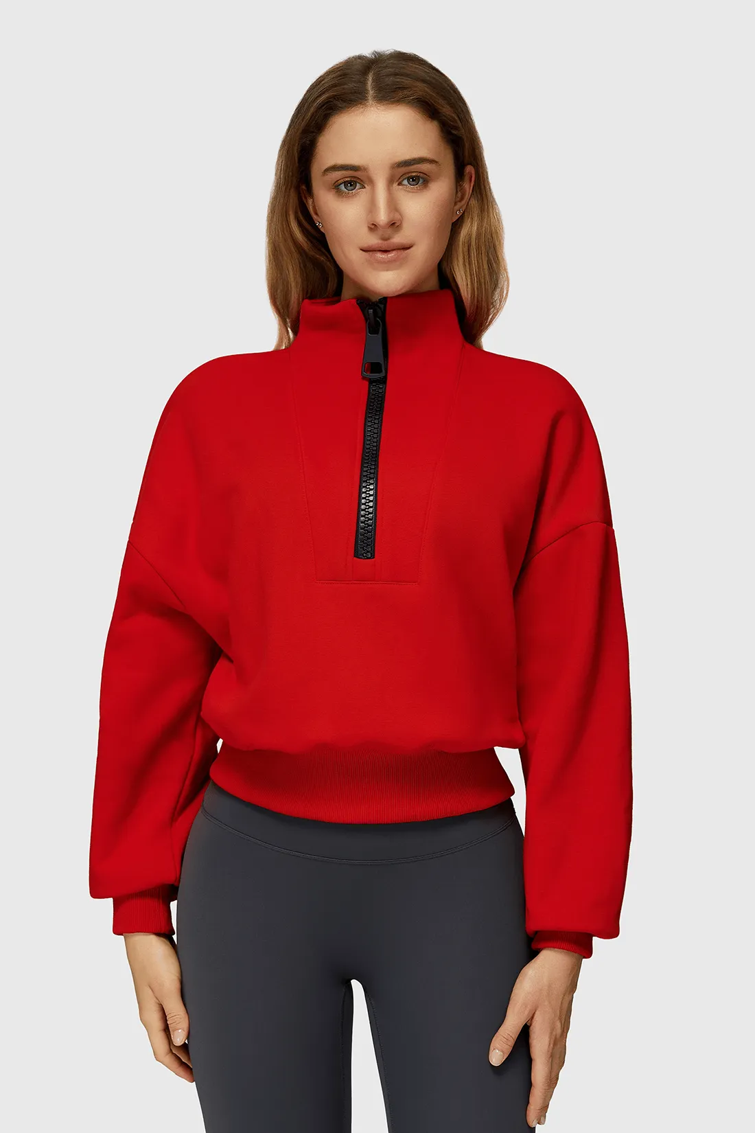 Fleece Half-Zip High Neck Sweatshirt sold by MOOSLOVER product image thumbnail 2