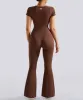 Short Sleeves Tummy Control Flared Jumpsuit sold by MOOSLOVER